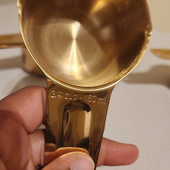 Measuring Cups Gold Tone Set Of 8 For Baking Cooking Kitchenware - Picture 10 of 13